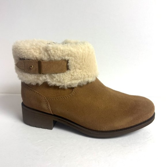UGG Womens Bodie Fur Belted Boot Chestnut Size 8.5 M - Picture 1 of 7